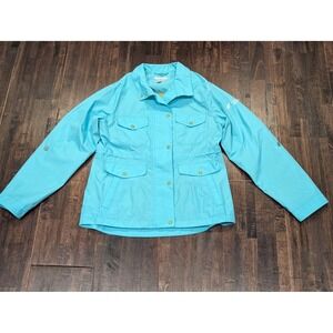 Peter Millar Jacket Womens Small Aqua Blue Element Water Utility Rain Coat Logo